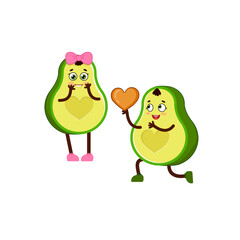 Cute avocado characters. Couple in love. Gift.