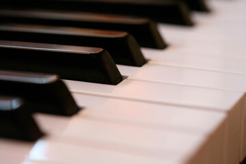 Fototapeta na wymiar Piano keys, close-up