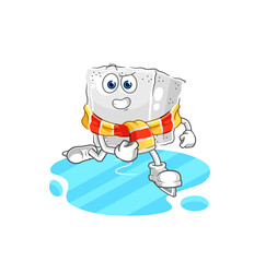 sugar cube ice skiing cartoon. character mascot vector