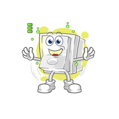light switch full battery character. cartoon mascot vector