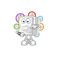 light switch with wristwatch cartoon. cartoon mascot vector