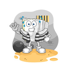 light switch criminal in jail. cartoon character