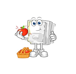 light switch eating an apple illustration. character vector
