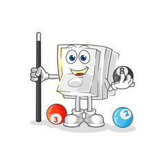 light switch plays billiard character. cartoon mascot vector