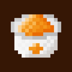 Orange ice cream cup pixel art. Vector illustration.