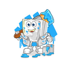 light switch painter illustration. character vector