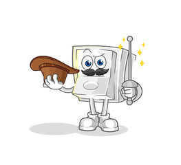 light switch fencer character. cartoon mascot vector