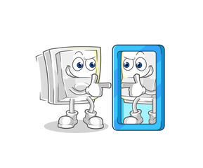 light switch looking into mirror cartoon. cartoon mascot vector