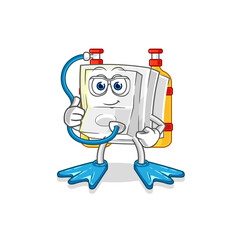 light switch diver cartoon. cartoon mascot vector