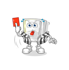 light switch referee with red card illustration. character vector