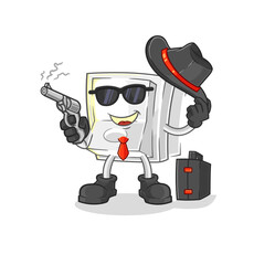 light switch mafia with gun character. cartoon mascot vector