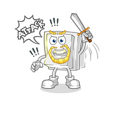 light switch knights attack with sword. cartoon mascot vector