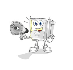 light switch holding hand loudspeakers vector. cartoon character