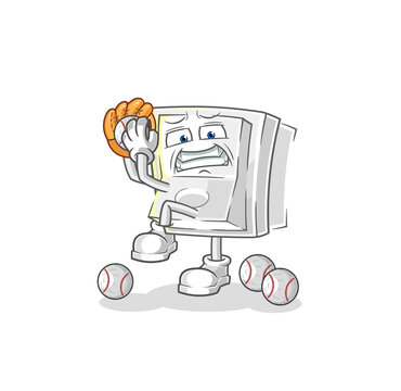 light switch baseball pitcher cartoon. cartoon mascot vector