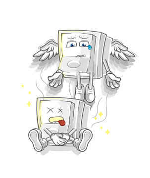 light switch spirit leaves the body mascot. cartoon vector