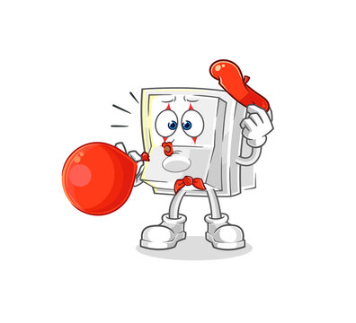 recommend clip art: light switch pantomime blowing balloon. cartoon mascot vector