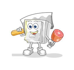 light switch Butcher illustration. character vector