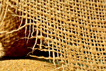 burlap detile material and sand