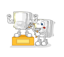 light switch sculptor character. cartoon mascot vector