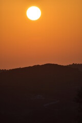 Close up view of beautiful sunset in corfu greece
