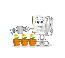 light switch watering the flowers mascot. cartoon vector
