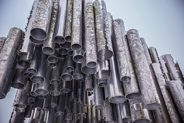 An Unusual Sculpture: Sibelius Monument in Helsinki, Finland. Winter day in Helsinki