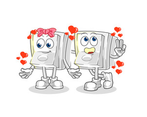light switch dating cartoon. character mascot vector