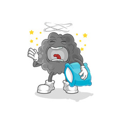 black cloud yawn character. cartoon mascot vector
