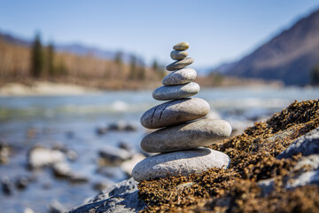 Pyramid of stones for meditation and making wishes.