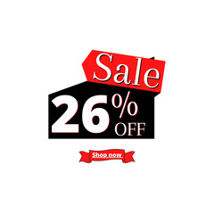 26% off sale and shop now online discount black and red design 