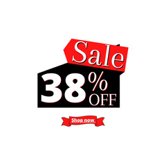 38% off sale and shop now with online discount black and red design 