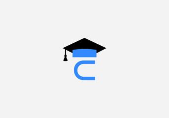 Educational logo and sign vector and Graduation cap design with the letter and alphabets vector