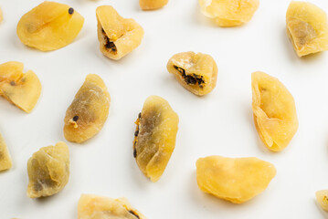 Dried passion fruit isolated on a white background.