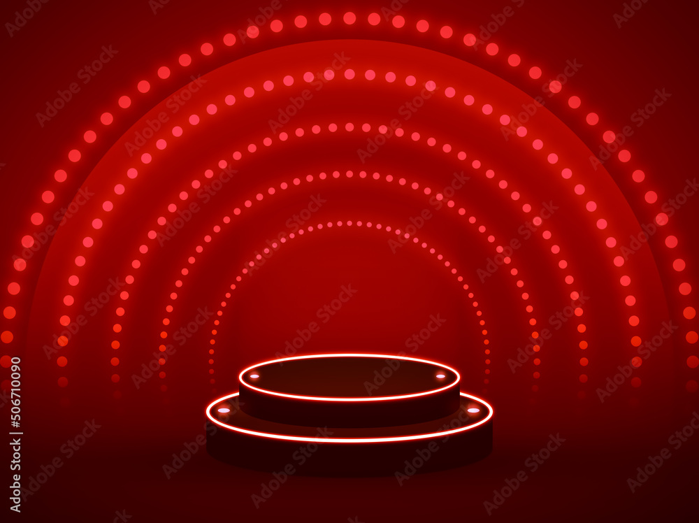 Aufkleber 3d rendered modern and elegant stage design with copy space. abstract red stage backdrop
