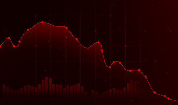 Red Alarming Graph Going down showing the decline in business and economic activities, abstract graph design