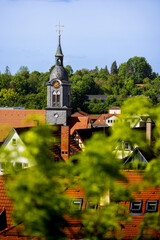 Clock tower in the town of Marbach Germany it is the birth place of Friedrich Schiller