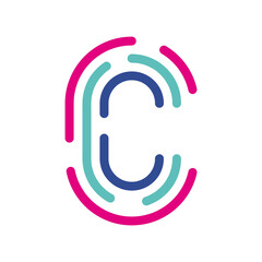 Abstract Letter C Line Colorful linear logotype. modern letter lines with new pop art colors. Font alphabet template. Logo set thin line clean style.