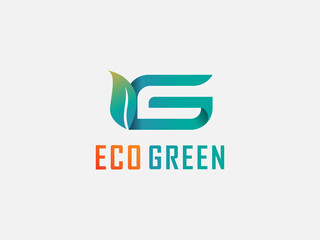 linked initial G and leaf green Font design vector Template . Logotype concept icon. usable logo concept