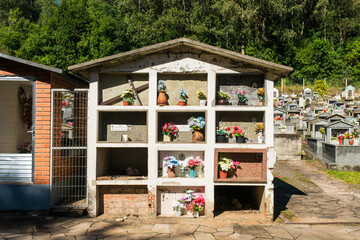 Tres Coroas, Brazil - Circa May 2022: A view of the cemetery in downtown Tres Coroas, Rio Grande do...