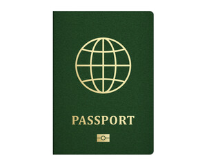 Realistic E-passport template. International passport with green cover.
