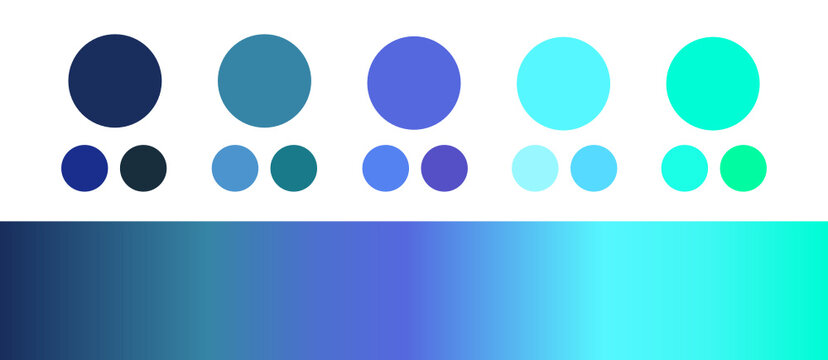 Blue monochrome color palette hues with vibrant gradient and shades and tint for web/ graphic/ fashion/ art/ design	
