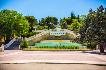 Fototapeta premium Fountains in the park of Jose Antonio (Parque Grande José Antonio Labordeta), Zaragoza, Aragon, Spain