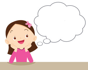 young girl good mood and think about something