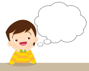 Obraz premium young boy good mood and think about something