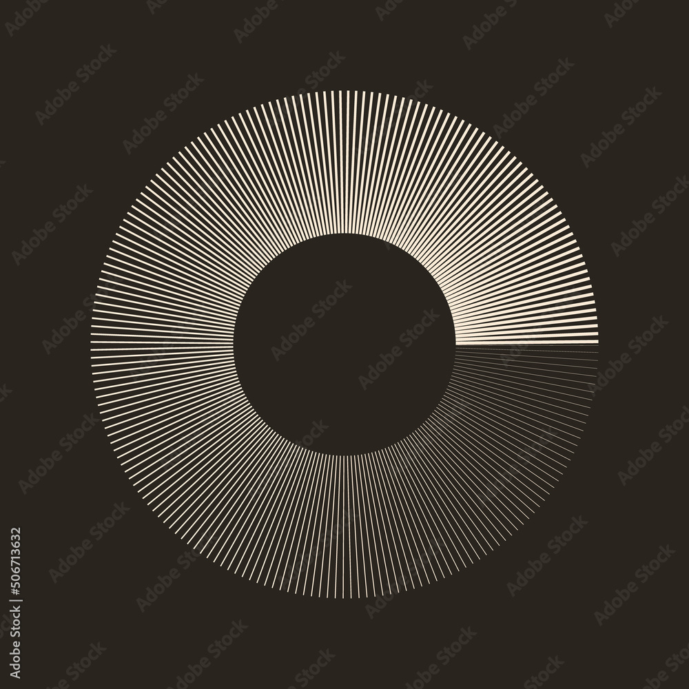 Aufkleber white radial lines of different thickness, as a logo or abstract background. a rotating circle like 