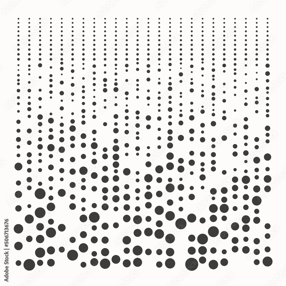 Poster abstract background with dots like falling drops. concept from order to chaos.