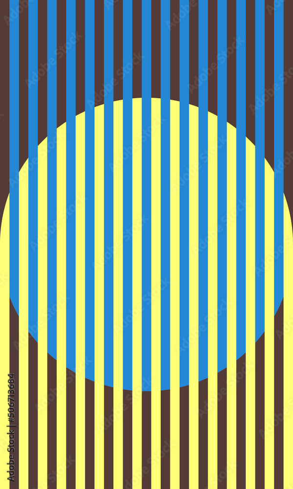 Aufkleber blue and yellow lines intersect in a circle. abstract background with ukraine color.