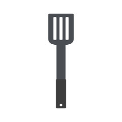 Steel kitchen spatula utensil isolated on white background. Vector illustration