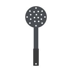 Kitchenware Steel Skimmer Slotted Spoon Holes Ladle. vector illustration. Kitchen Tool.  Element for logo or sign.