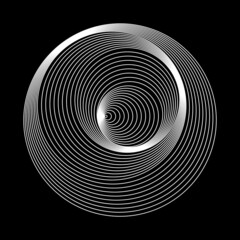 White circles with optical illusion as artistic background, logo or icon.